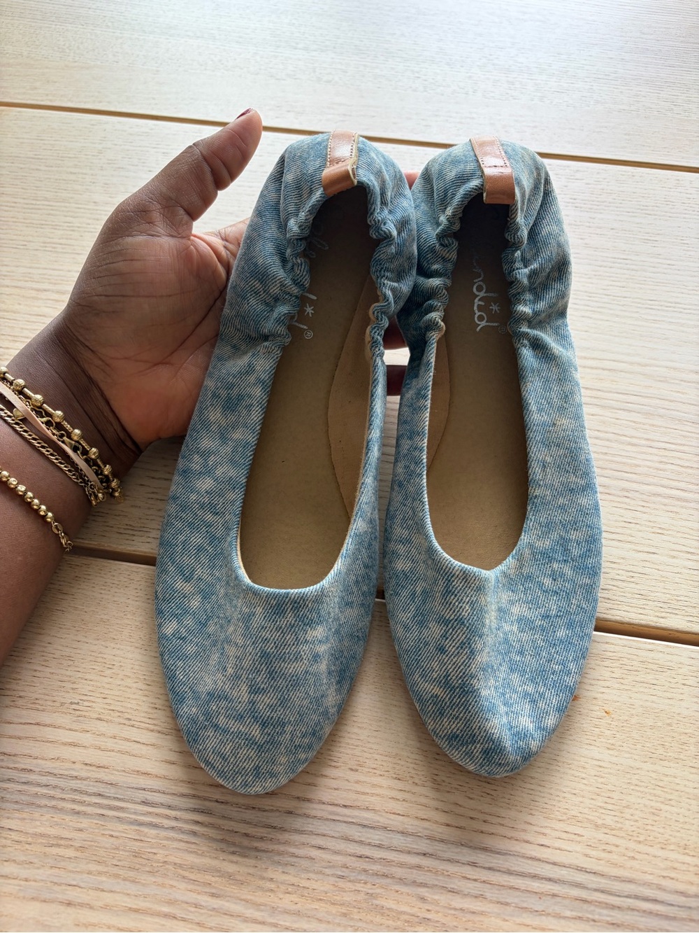 Splendid Light Blue Denim-Effect Slip-On Ballet Flats